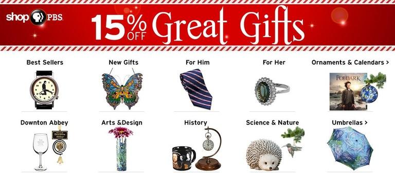 Shop PBS: 15% Off GIft Center