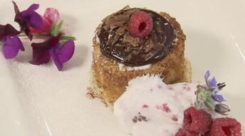 Almond Cake with Raspberries and Chocolate Ganache image