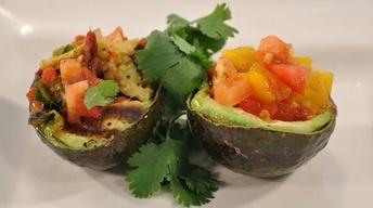 Grilled Avocado with Bacon Salsa