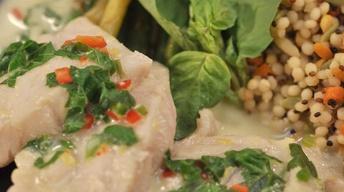Fish in Green Curry and Basil Sauce