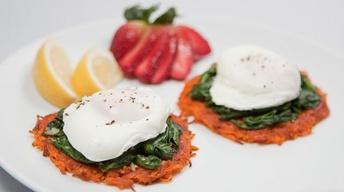 Healthy Eggs Florentine a la Crispy Sweet Potato Rounds image