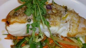 Fresh Wild Alaskan Halibut with Tagliatelle Vegetables image