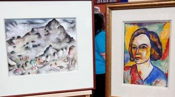 Appraisal: Polia Pillin Paintings & Plate image