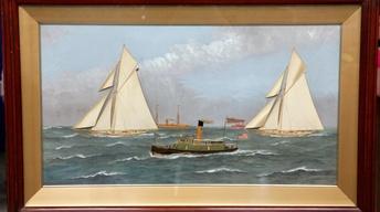 Appraisal: Willis Painting with Silk Work, ca. 1910 image