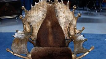 Appraisal: Moose, Elk & Buffalo Hide Chair, ca. 1920 image