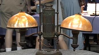Appraisal: Tiffany Double Student Lamp image