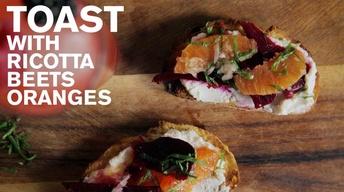 Toast with Ricotta, Beets, and Oranges image