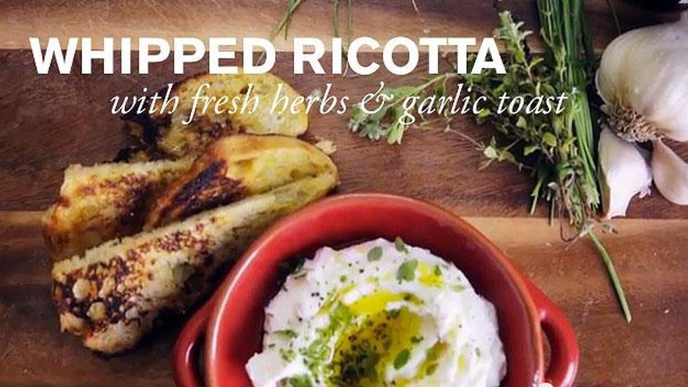 Whipped Ricotta with Fresh Herbs & Garlic Toast image