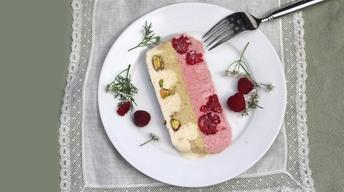Raspberry, Pistachio and Vanilla Semifreddo image