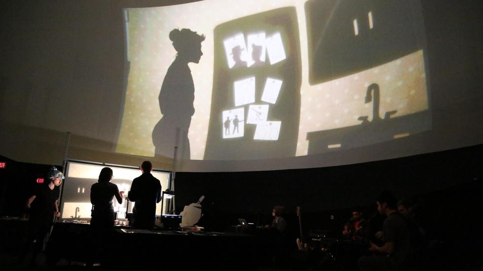 Creating live cinema with puppets and shadow image