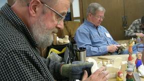 Image of Woodcarver Harley Refsal talks about materials