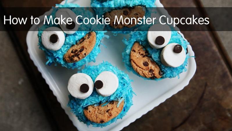 How to Make Cookie Monster Cupcakes
