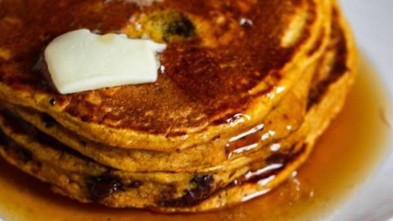 Indulge in Chocolate Chip Pumpkin Pancakes for Breakfast