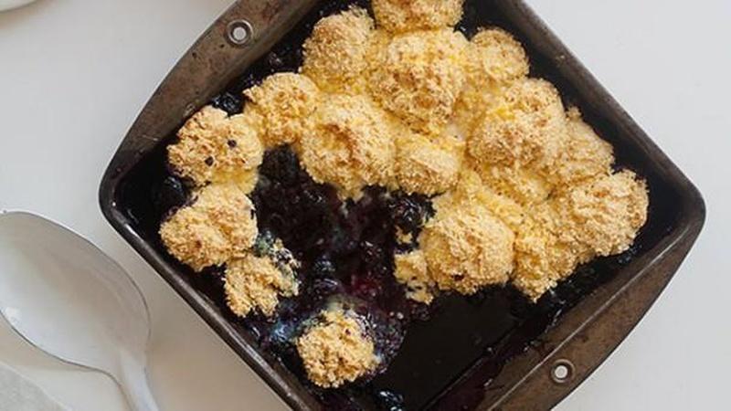 Bake Blueberry Cornbread Cobbler
