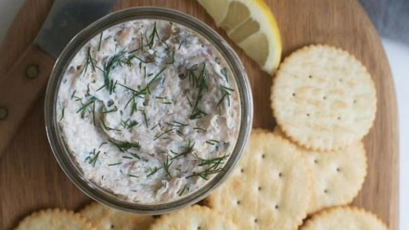 Spread Smoked Trout Dip on Crackers