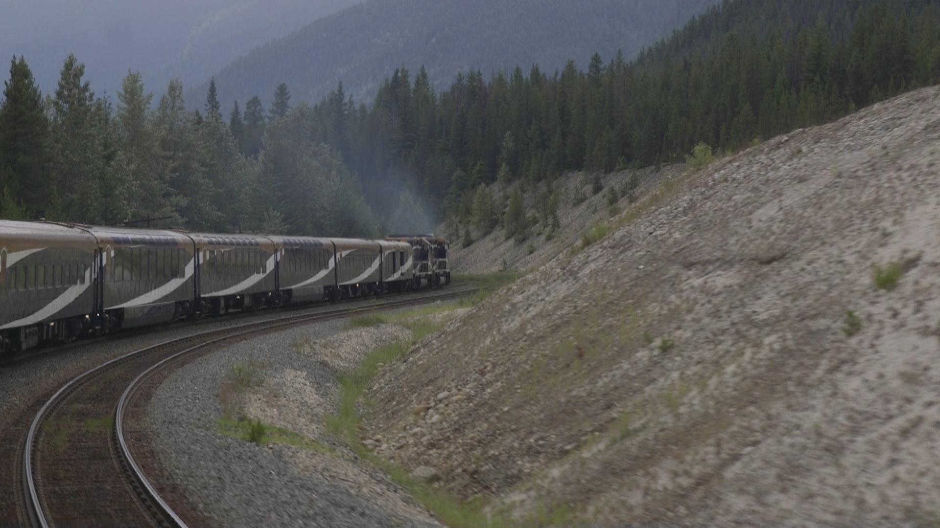 The Rocky Mountaineer makes its way to Kamloops.