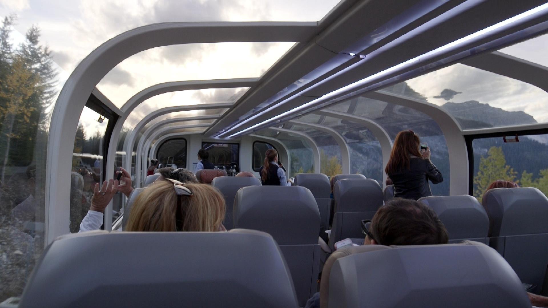 Unique domed window of the Rocky Mountaineer