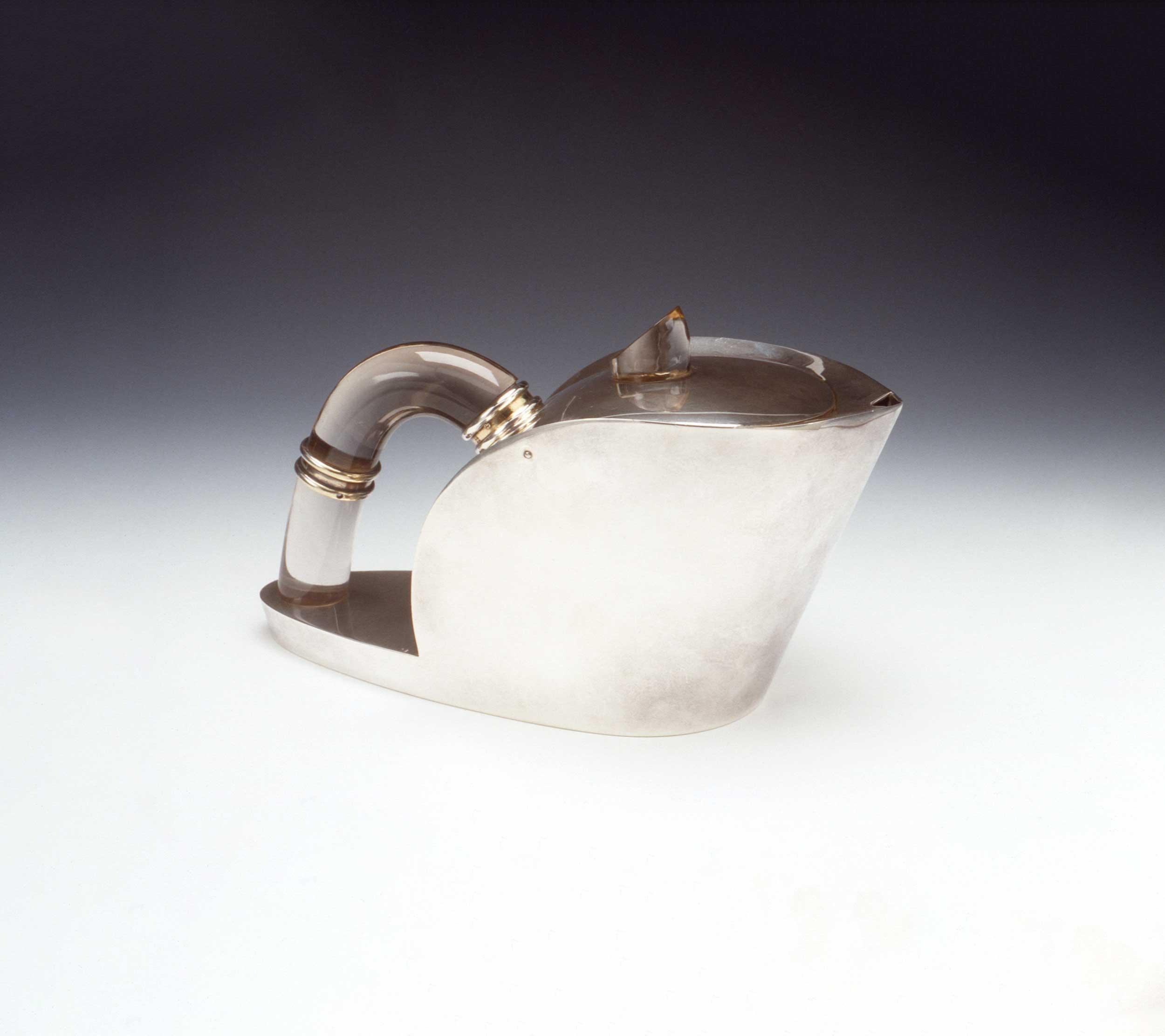 Jean-Emile Puiforcat, Teapot, c. 1937, French silver, vermeil, rock crystal, 5.25 x 8.9 x 4.5", Kamm Collection, Tony Cunha photo