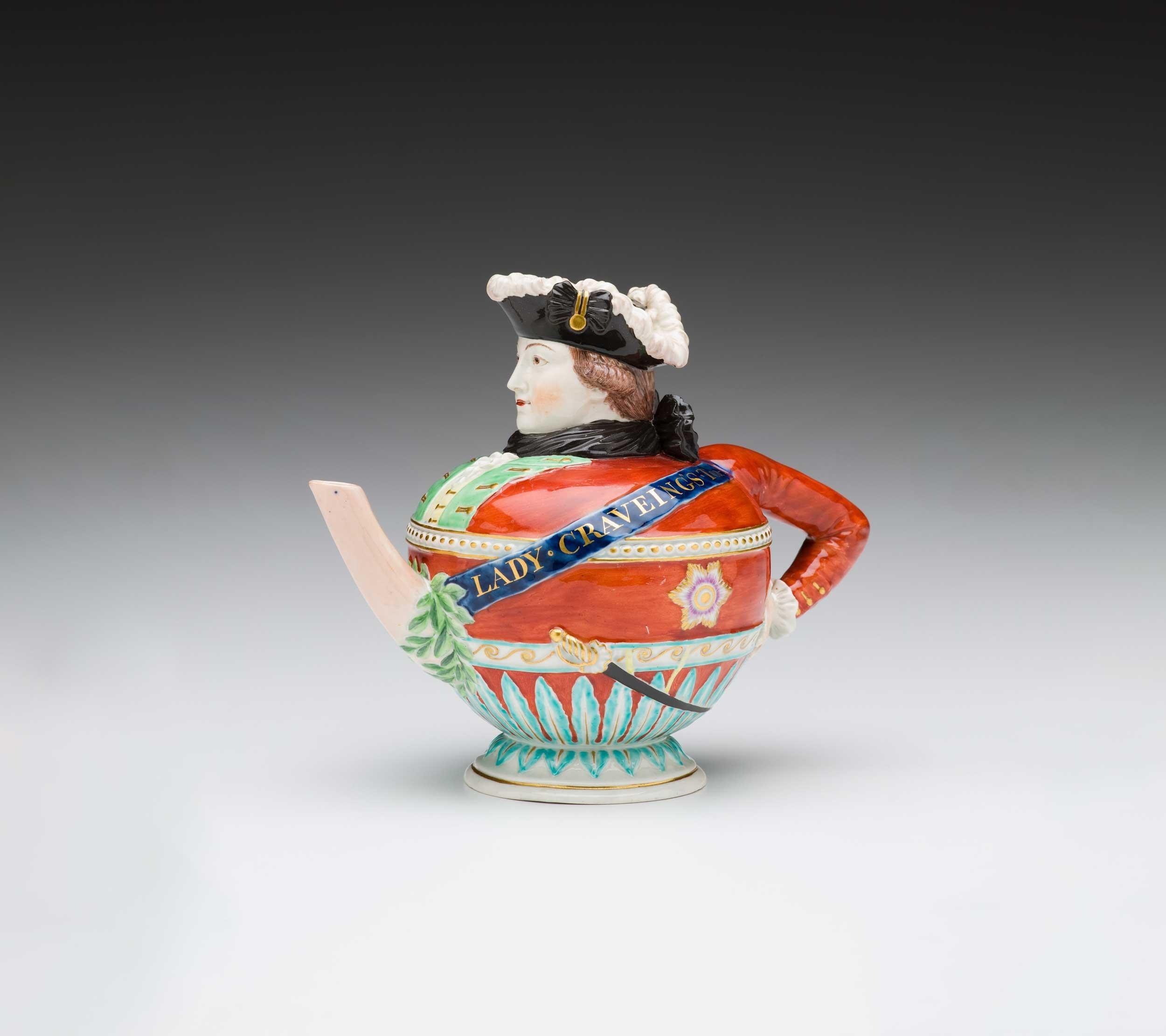 attrib. Derby Porcelain Factory, Lady Craveing’s Teapot, c. 1779-83, Porcelain, 6.5 x 7.75 x 4.5", Kamm Collection