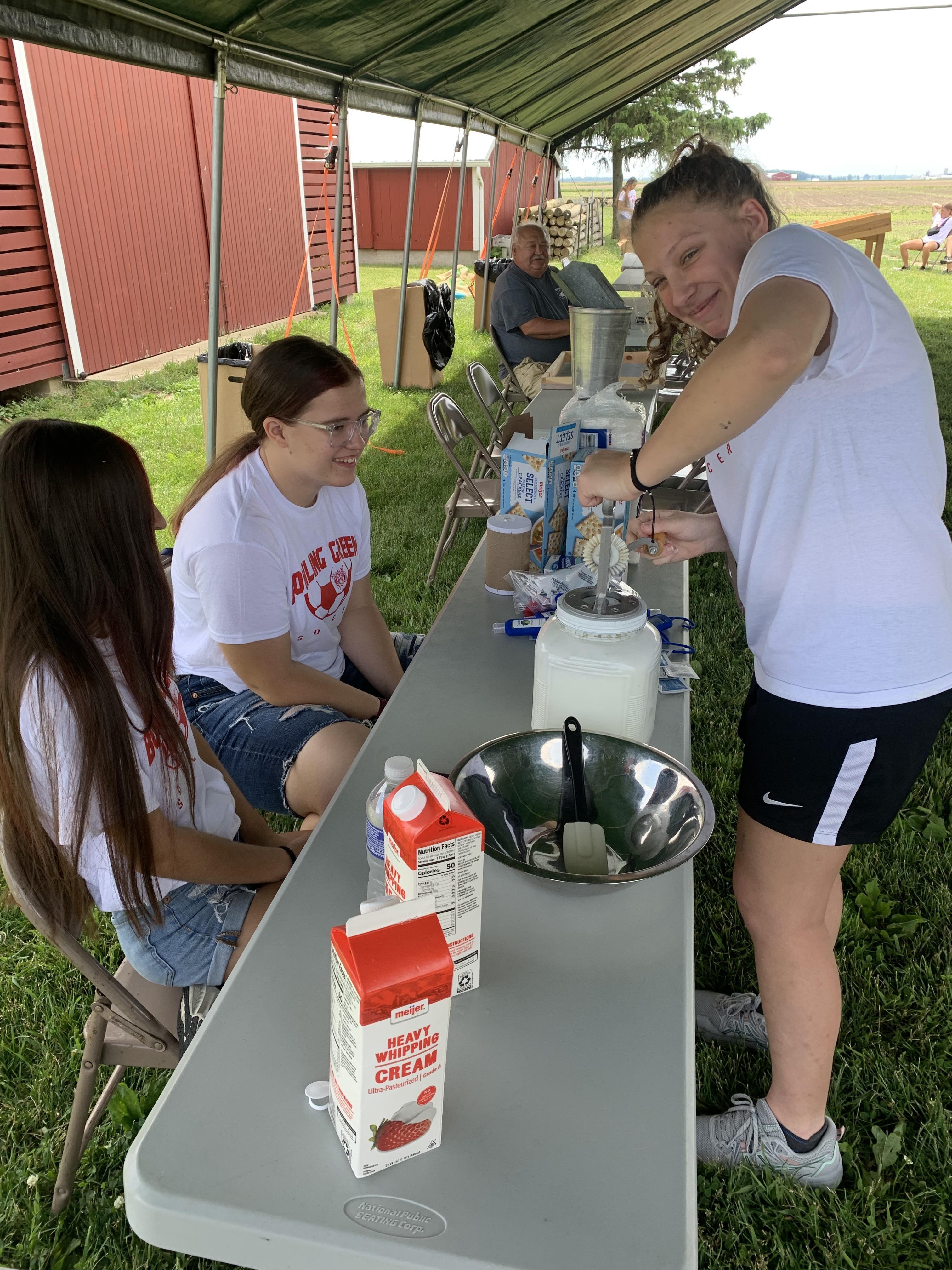 patrons making  ice cream