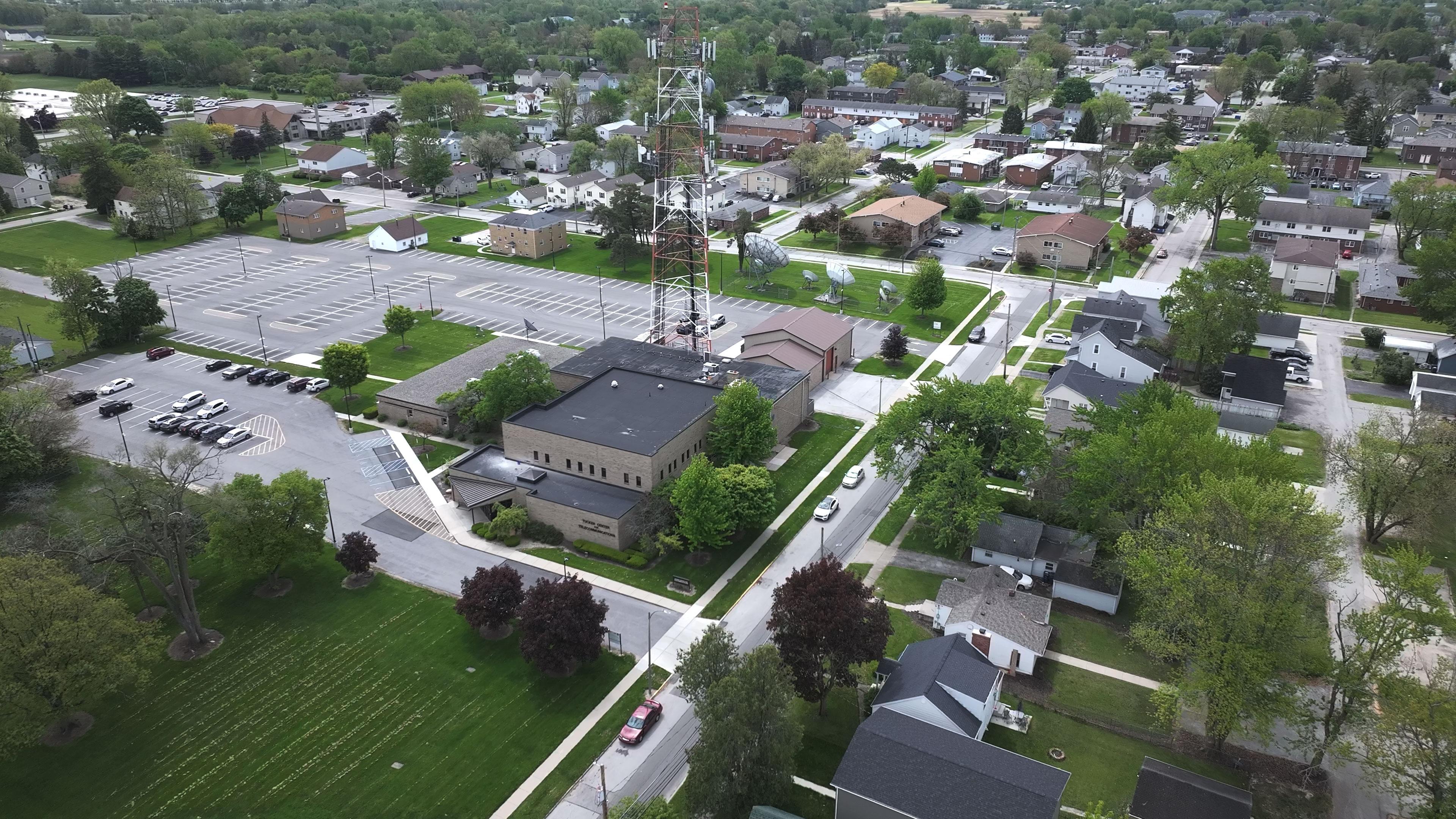 Drone shot Tucker Center for Telecommunications
