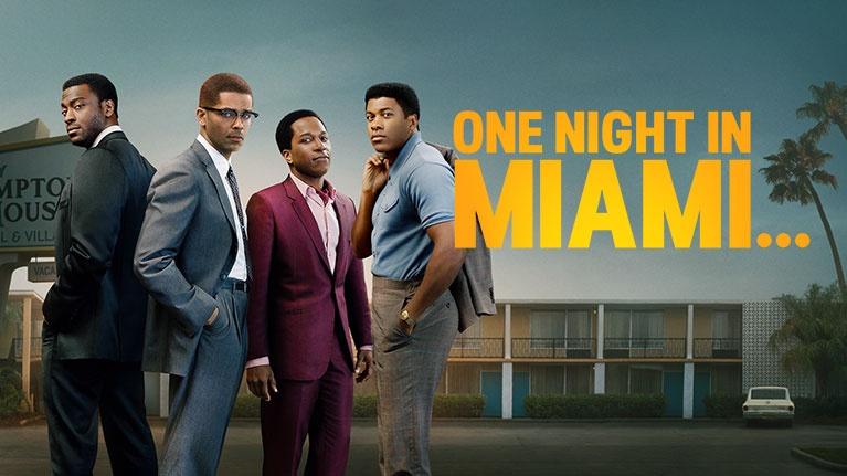 This image is the movie poster for the 2020 film One Night in Miami.... The film is a fictionalized account of a real meeting between four iconic Black figures on February 25, 1964