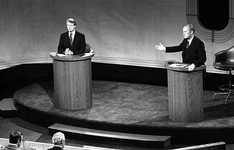 Democratic Presidential nominee Jimmy Carter and President Gerald Ford in one of several debates.
