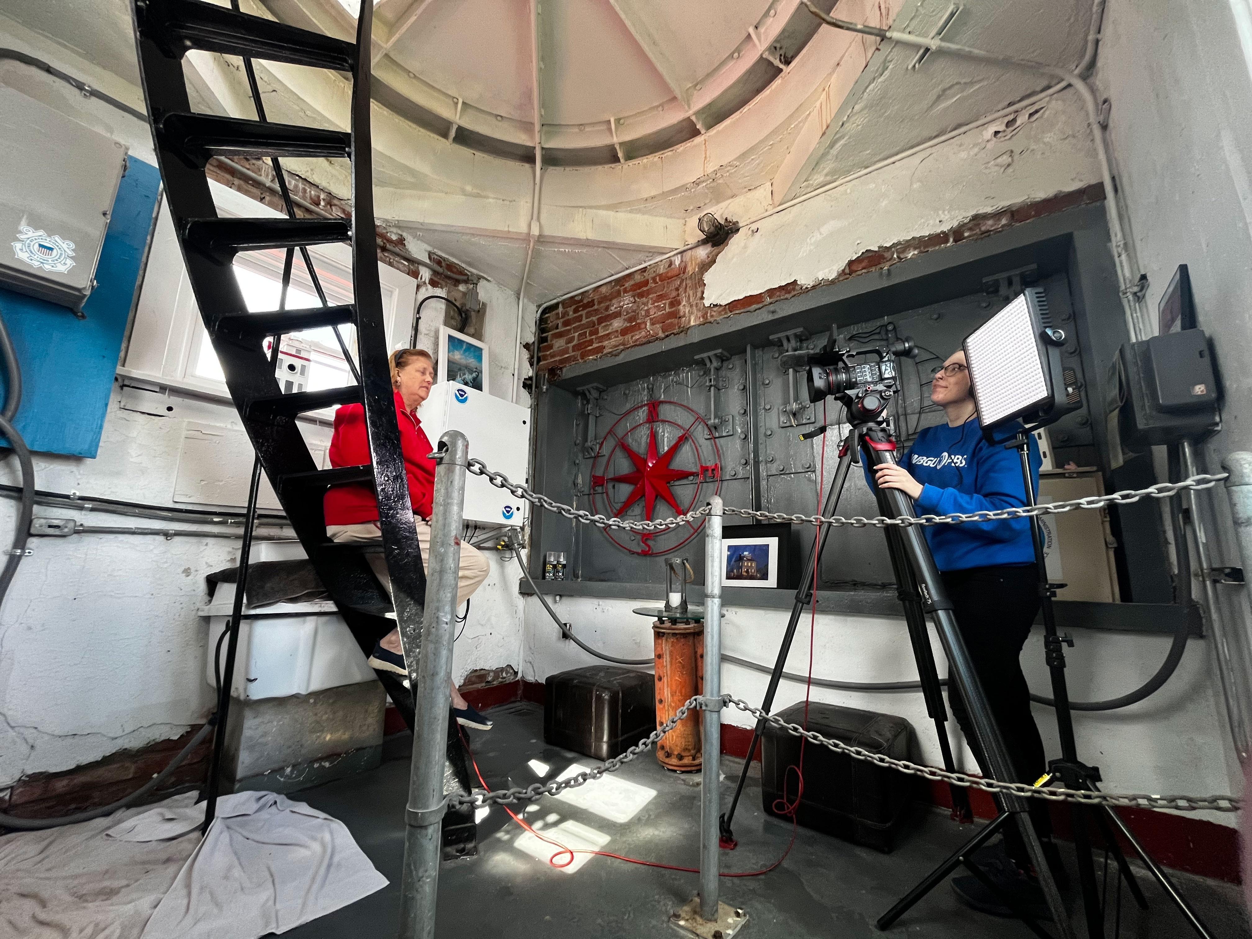 Interview inside Fairport Harbor West lighthouse