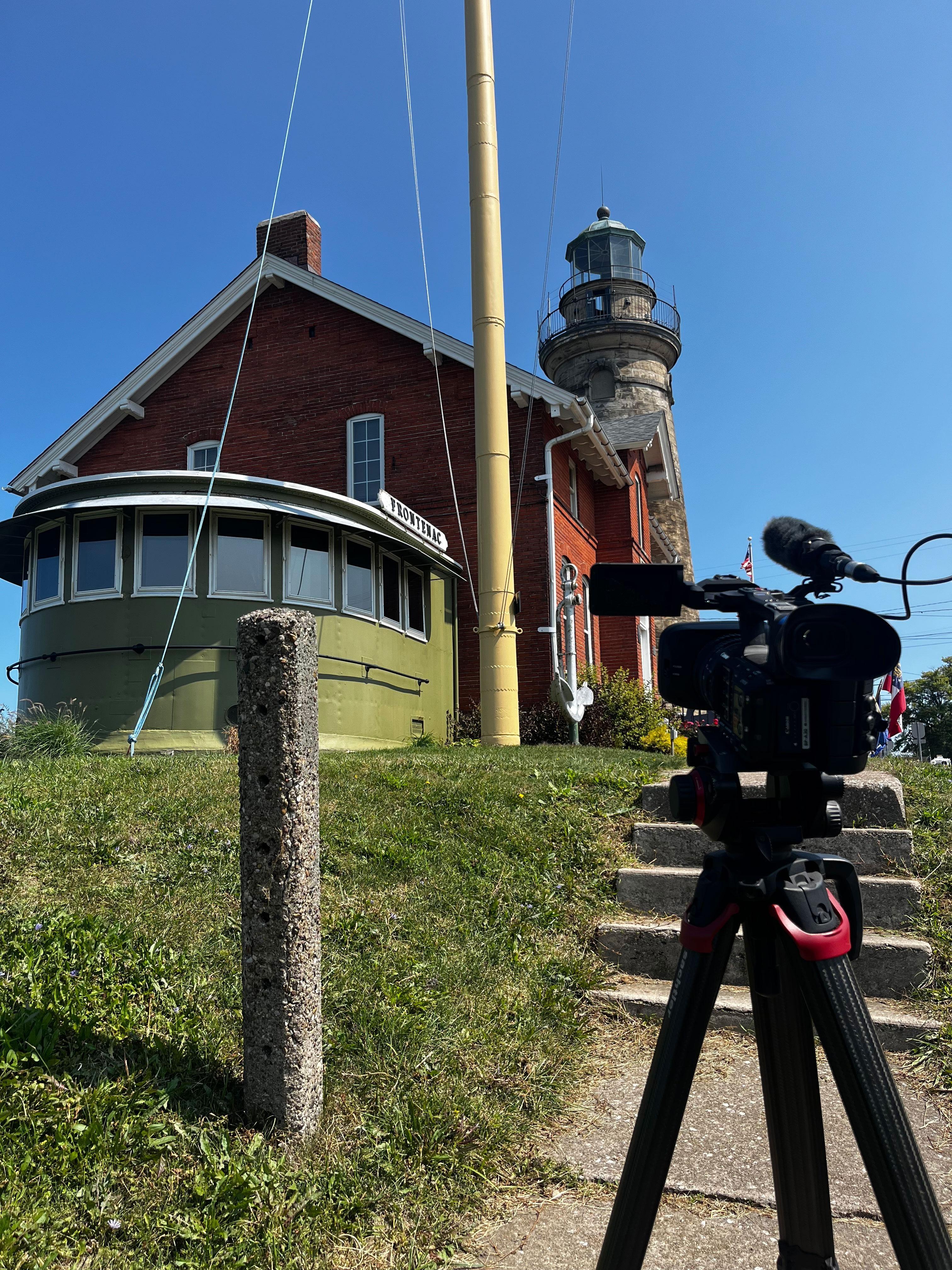 Fairport Harbor lighthouse back with camera