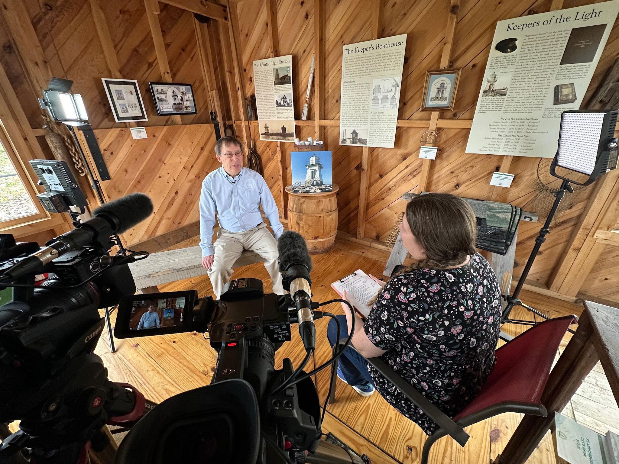 Interview inside Port Clinton Lighthouse