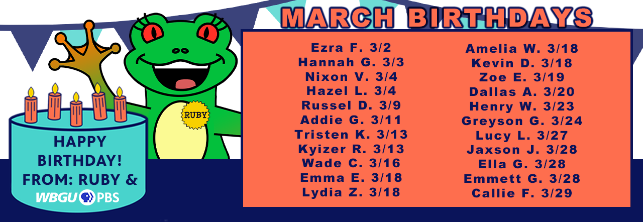 Kids Club members with birthdays in March