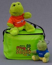 Frog squad cooler and plush toys