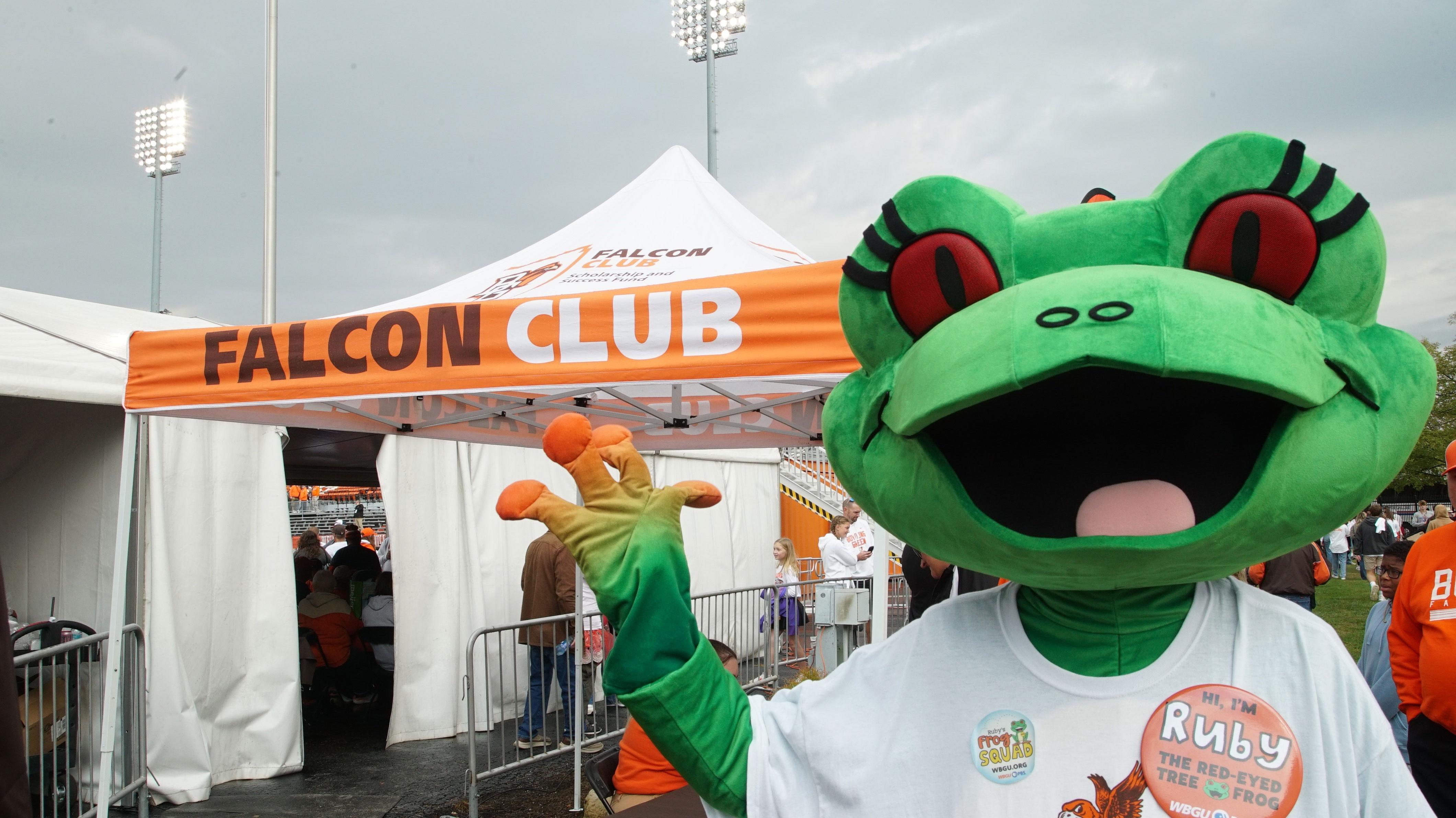 Station mascot Ruby at BGSU Falcon Club