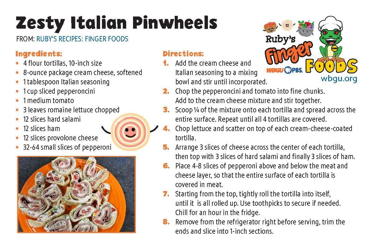 Zesty Italian Pinwheels recipe card