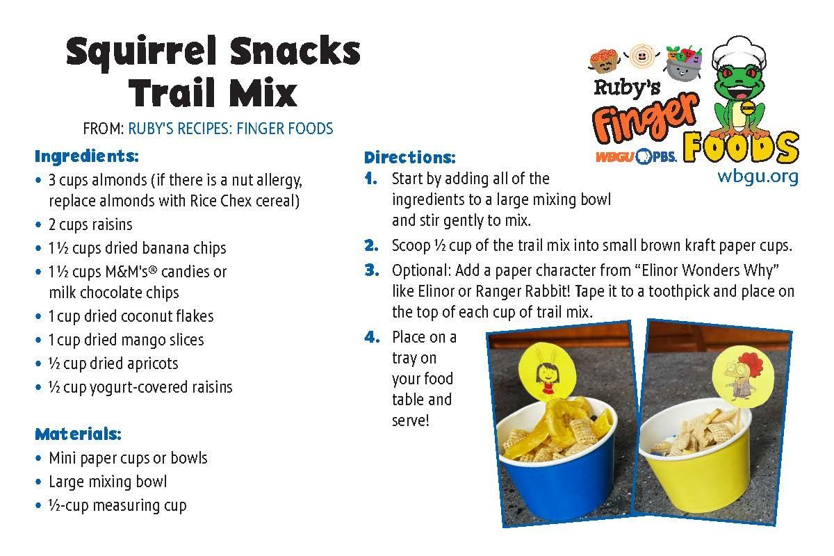 Squirrel Snacks Trail Mix recipe card