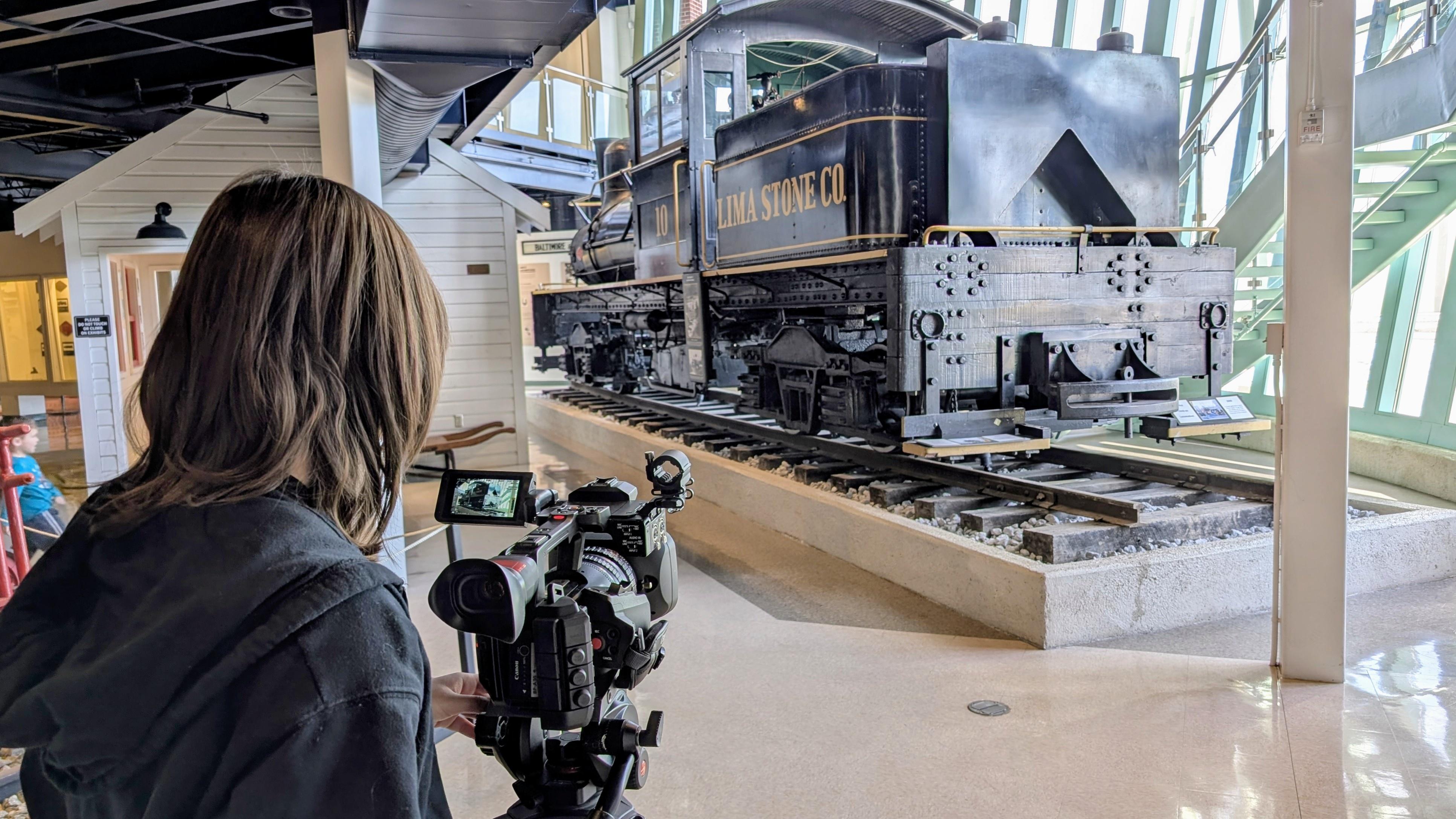 Taking video of locomotive