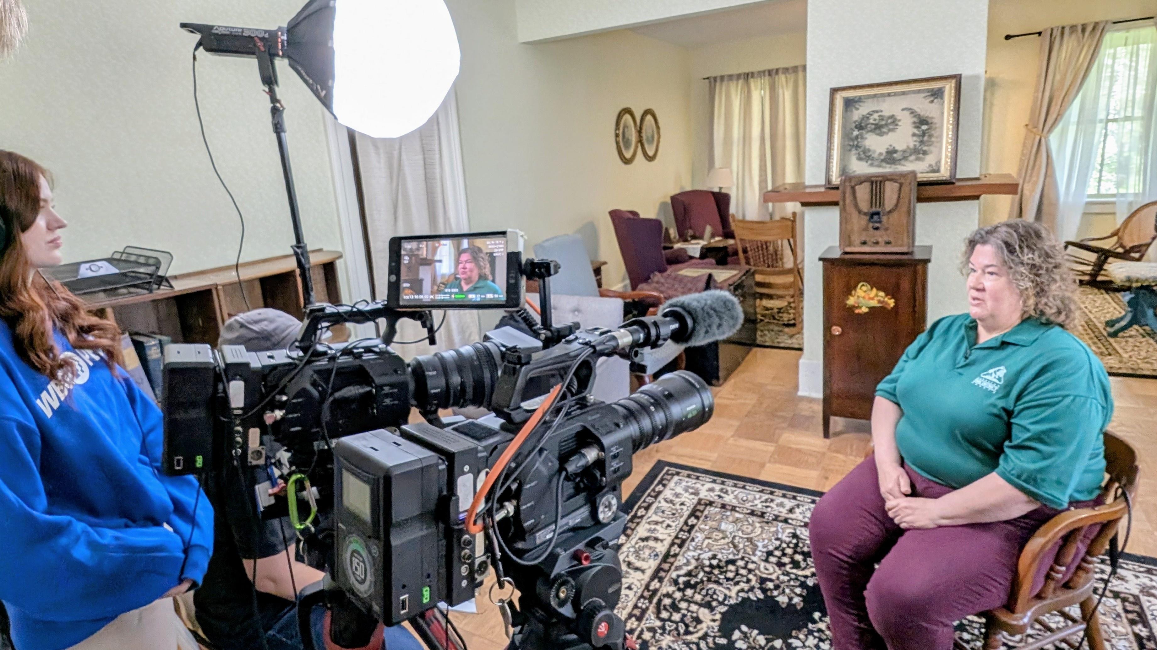 Interview in tea room