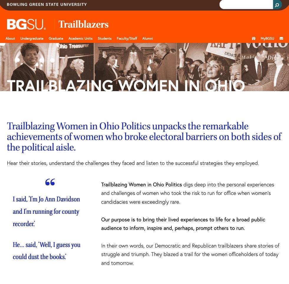Trailblazing Women in Ohio BGSU webpage