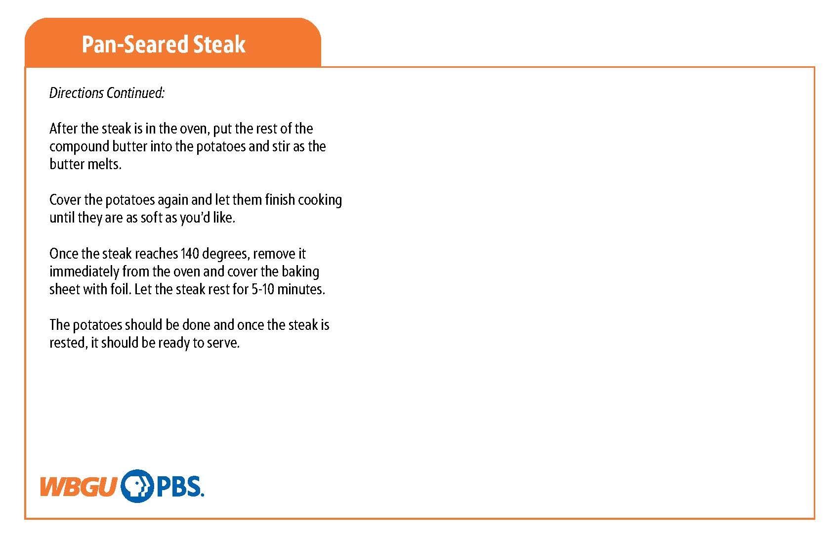 Pan-Seared Steak Recipe continued