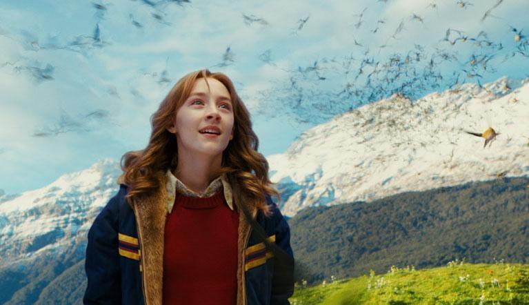 Saoirse Ronan looking at birds in the sky