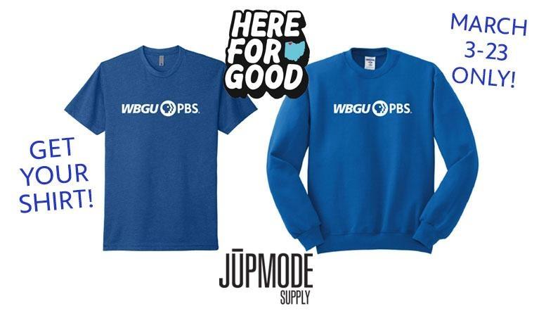 Blue WBGU-PBS T-shirt and sweatshirt