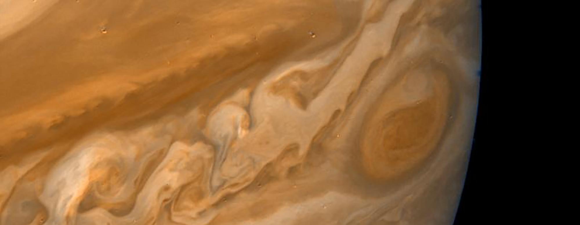 Close-up of Jupiter's swirling atmosphere