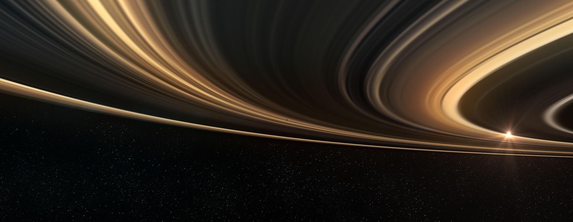 close-up of Saturn's rings