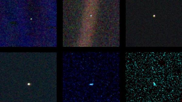 6 images of planets as tiny dots of light