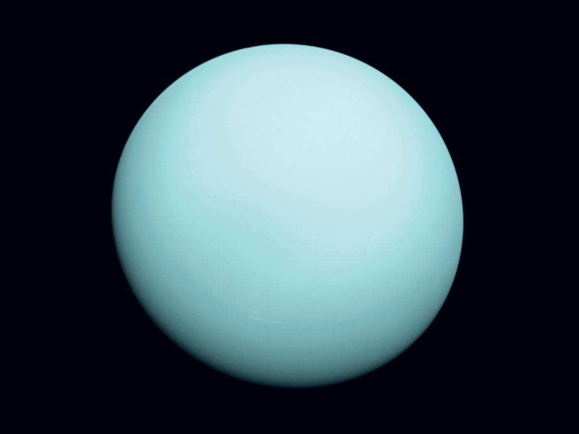 Photo of pale blue planet, Uranus