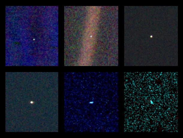 photos taken from Voyager of planets in our solar system