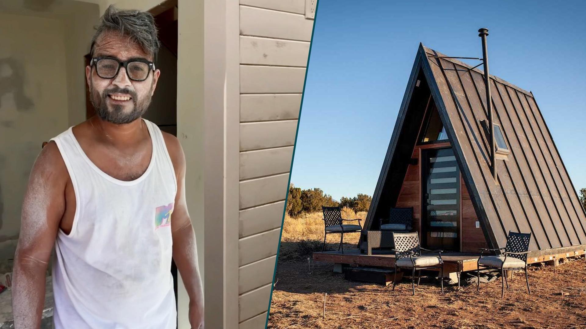 Rob and Tiny House Split Image