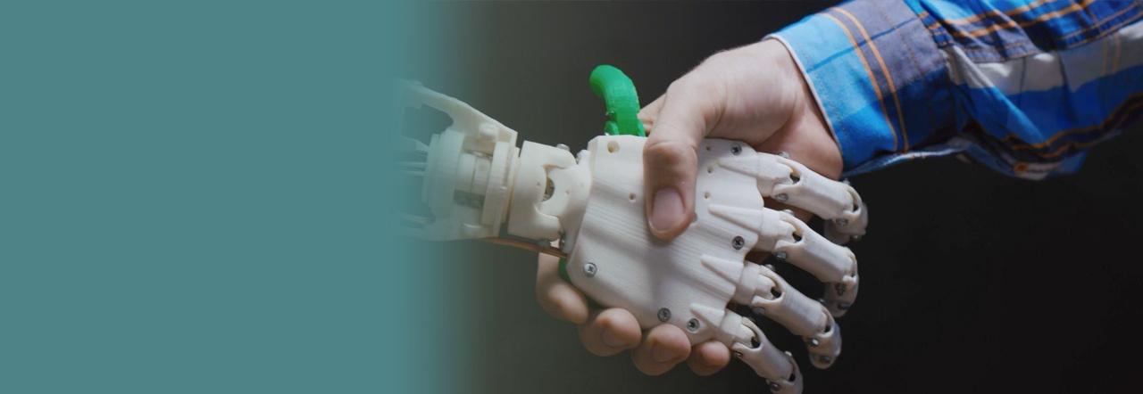 Robot shaking human hand: Still from Future of Work Broadcast Series
