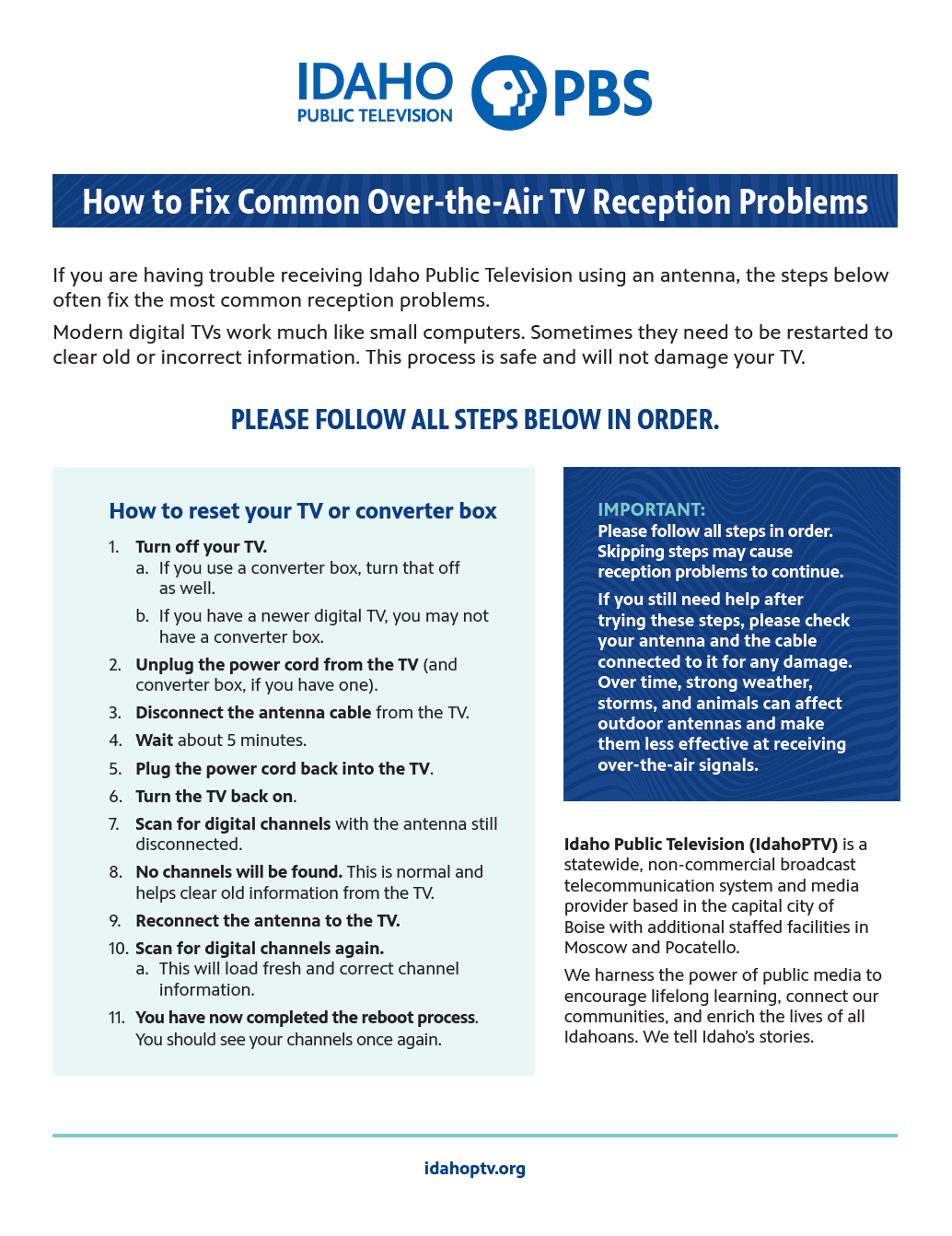 How to fix common over-the-air TV reception problems