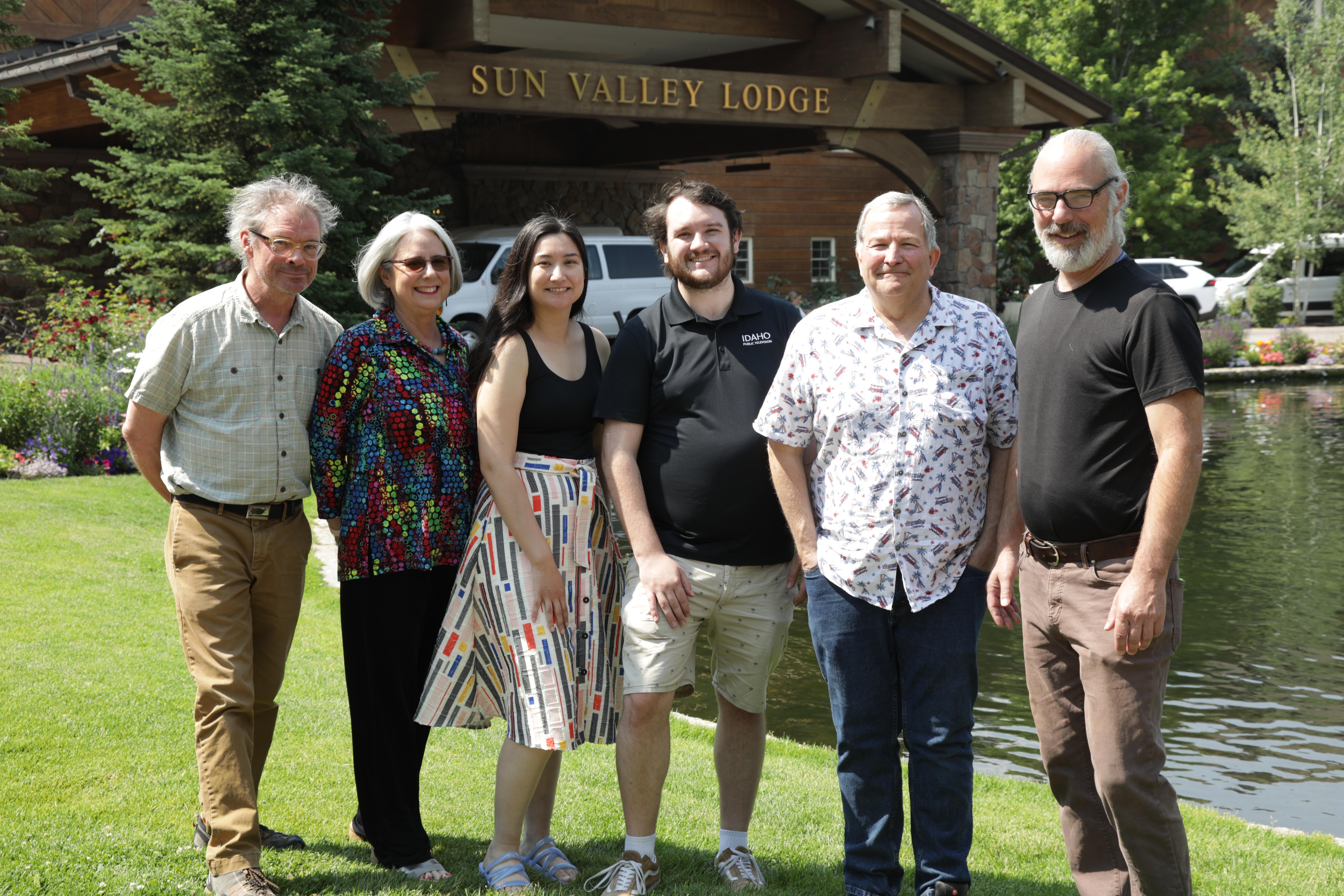 Andy Lawless, Marcia Franklin, Hallie Maxwell, Logan Finney, Hank Nystrom, and Patrick Daly at the 2024 Sun Valley Writers' Conference.